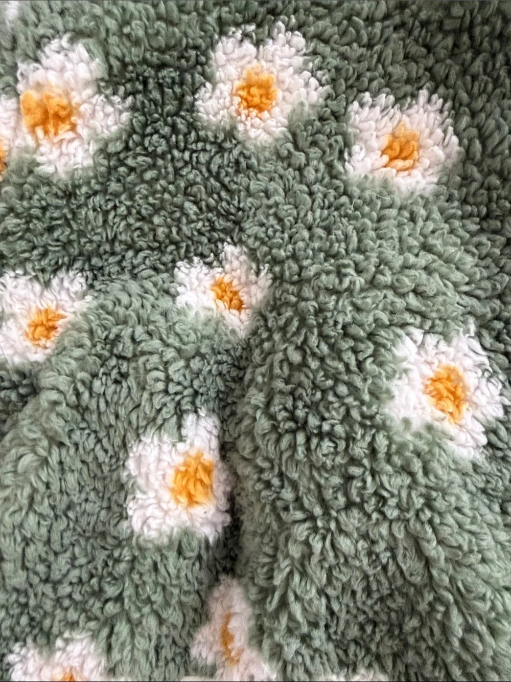 Baby girl Green Sherpa Hooded Jacket with Daisy Pattern 3-6 months